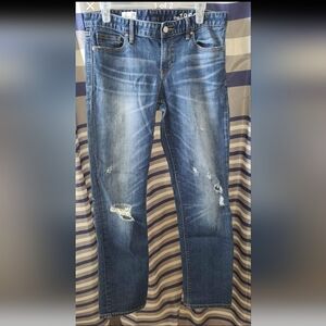 GAP Men's Distressed Blue Straight Jeans